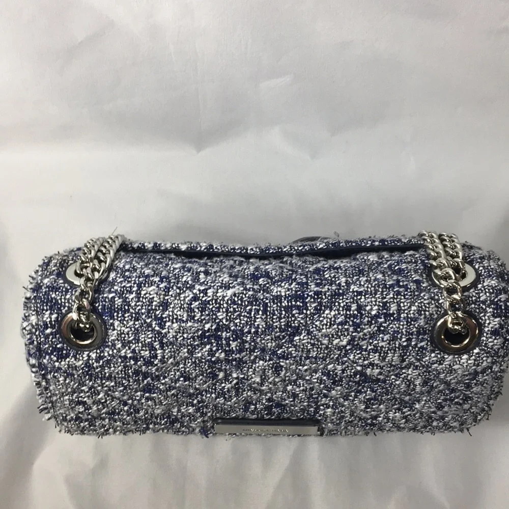 Michael Kors Navy Blue and White Tweed Flap Bag Crossbody Purse Like-NEW